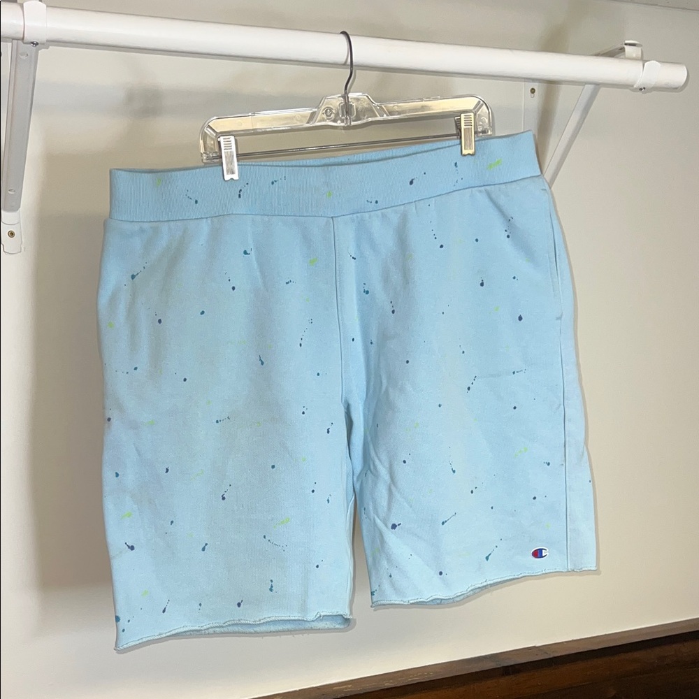 Champion Sky Blue‎ Paint Splatter Design Athletic Shorts- 2X